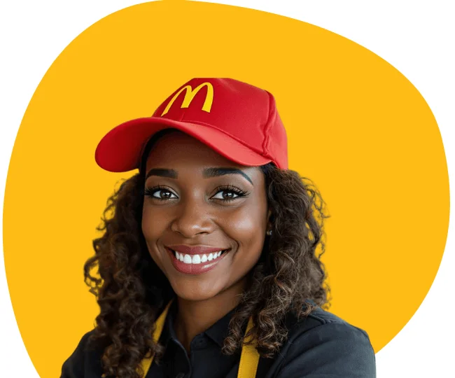 McDonalds Employee Wearing Hat